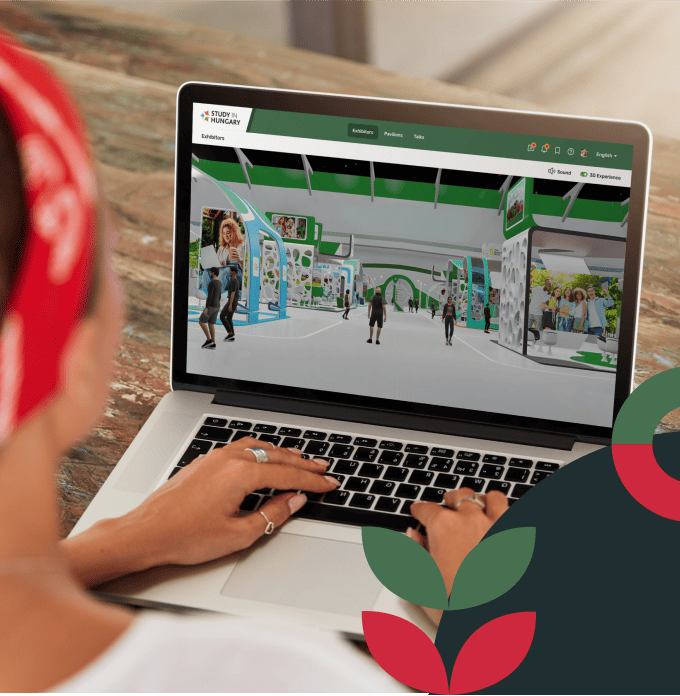 Person looking at laptop with virtual fair